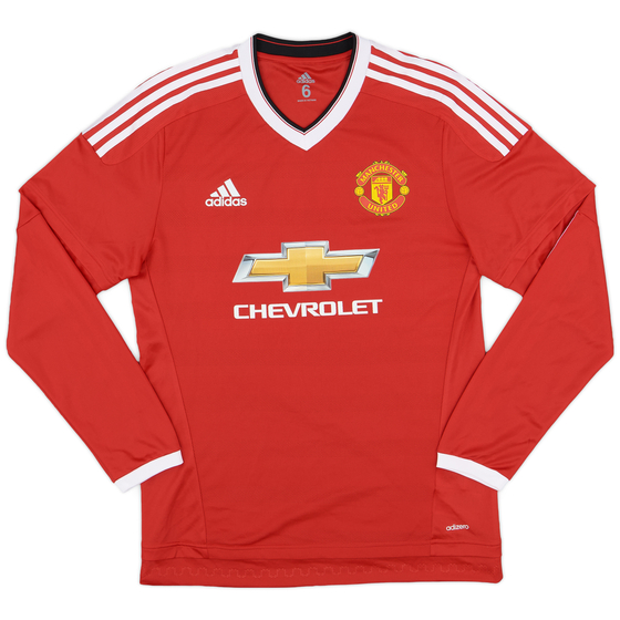 2015-16 Manchester United Player Issue Home L/S Shirt #28 - 9/10 - (S)