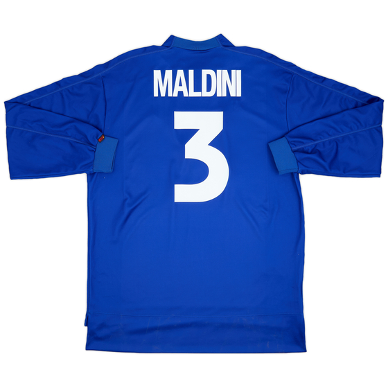 1998-99 Italy Home L/S Shirt Maldini #3 - 8/10 - (XXL)