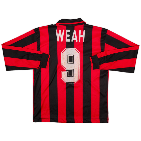 1995-96 AC Milan Home L/S Shirt Weah #9 - 6/10 - (XL.Boys)