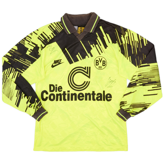 1993-94 Borussia Dortmund Signed Home L/S Shirt - 6/10 - (XS)