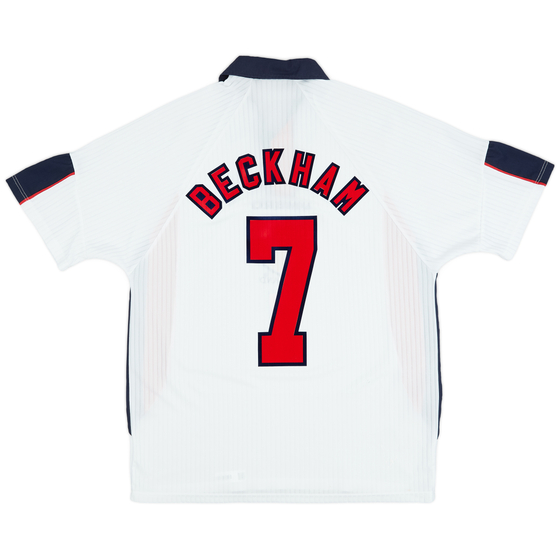 1997-99 England Home Shirt Beckham #7 - 8/10 - (L)