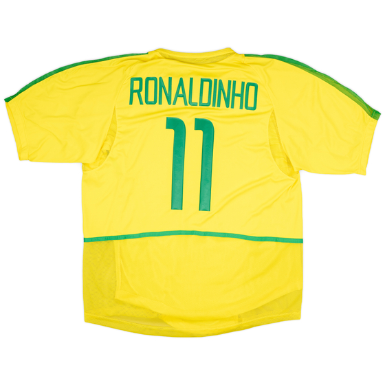 2002-04 Brazil Authentic Home Shirt Ronaldinho #11 - 8/10 - (XL)