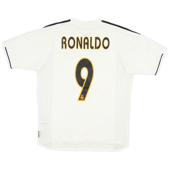 2003-04 Real Madrid Home Shirt Ronaldo #9 - 8/10 - (XL.Boys)