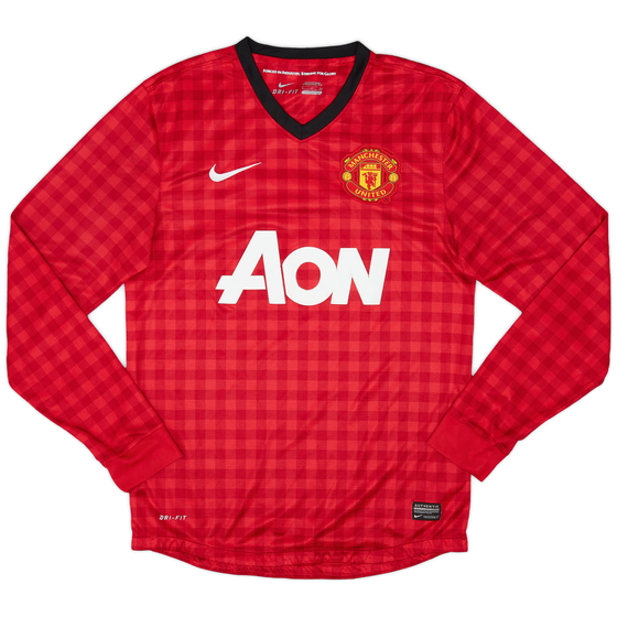 2012-13 Manchester United Home L/S Shirt - 7/10 - (S)