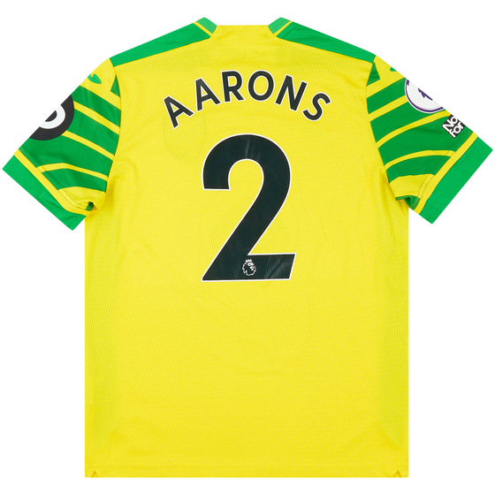 2021-22 Norwich Match Issue Home Shirt Aarons #2 (v Man Utd)