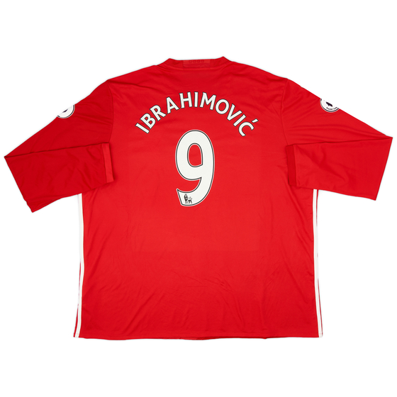 2016-17 Manchester United Home L/S Shirt Ibrahimovic #9 - 9/10 - (3XL)