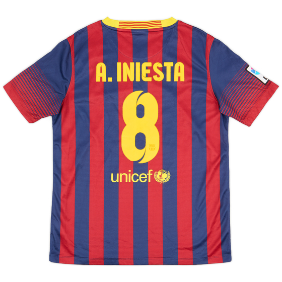 2013-14 Barcelona Home Shirt A. Iniesta #8 - 8/10 - (XL.Boys)