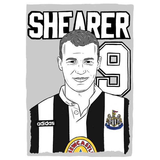 1995-97 Newcastle Shearer #9 Premier League Icons Poster/Print
