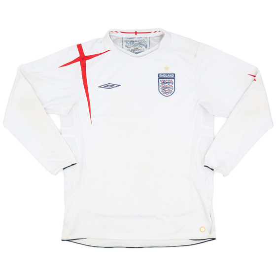 2005-07 England Home L/S Shirt - 5/10 - (L)