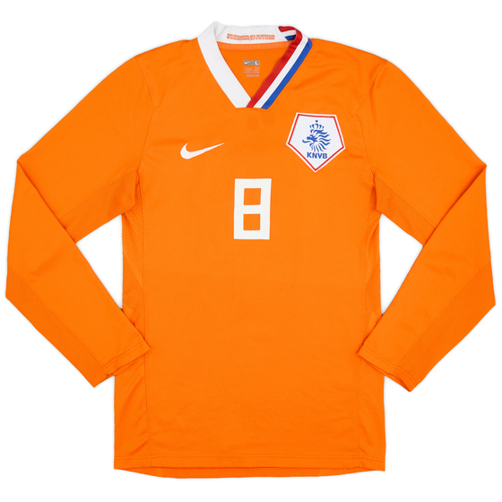 2008-10 Netherlands Player Issue Home L/S Shirt #8 - 9/10 - (L)
