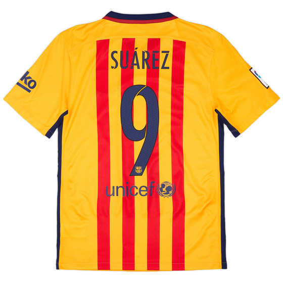 2015-16 Barcelona Away Shirt Suarez #9 - 7/10 - (S)