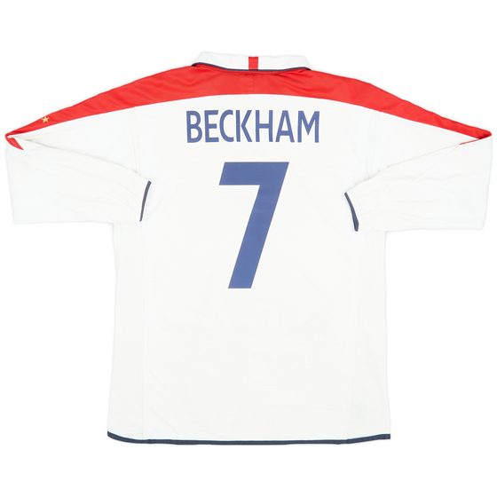 2003-05 England Home L/S Shirt Beckham #7 - 5/10 - (L)