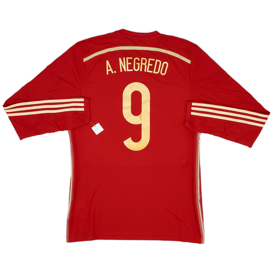 2013-15 Spain Player Issue Home L/S Shirt A.Negredo #9 (L)