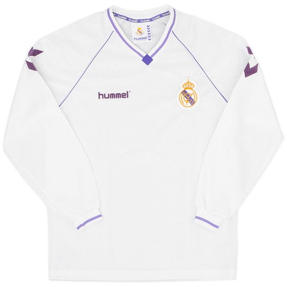 1990-91 Real Madrid Home L/S Shirt - 10/10 - (S)