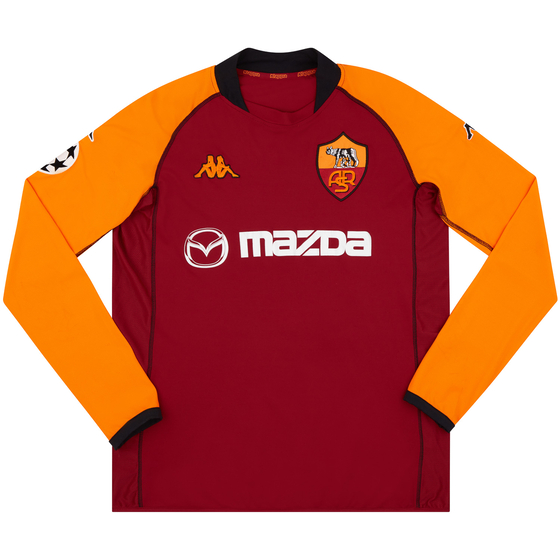 2002-03 Roma Match Worn Champions League Home L/S Shirt Panucci #23 (v Genk)