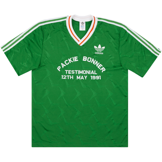 1991 Ireland Player Issue Packie Bonner Testimonial Home Shirt - 10/10 - L