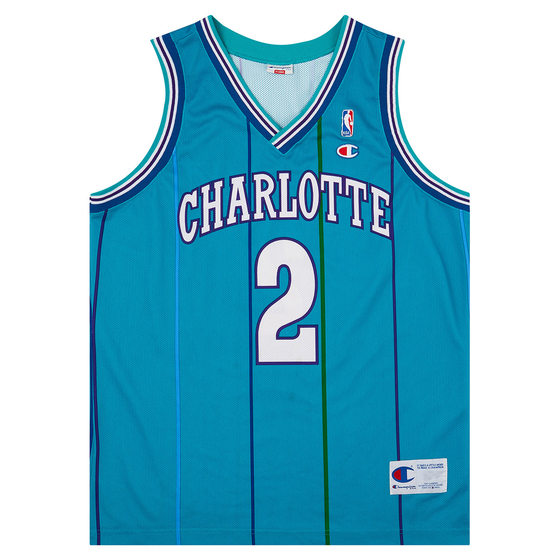 1992-96 Charlotte Hornets Johnson #2 Champion Away Jersey (Excellent) XL