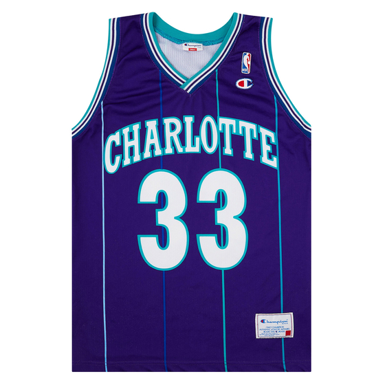 1994-95 Charlotte Hornets Mourning #33 Champion Alternate Jersey (Excellent) S