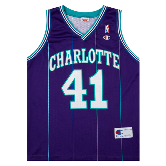 1995-97 Charlotte Hornets Rice #41 Champion Alternate Jersey (Excellent) XL