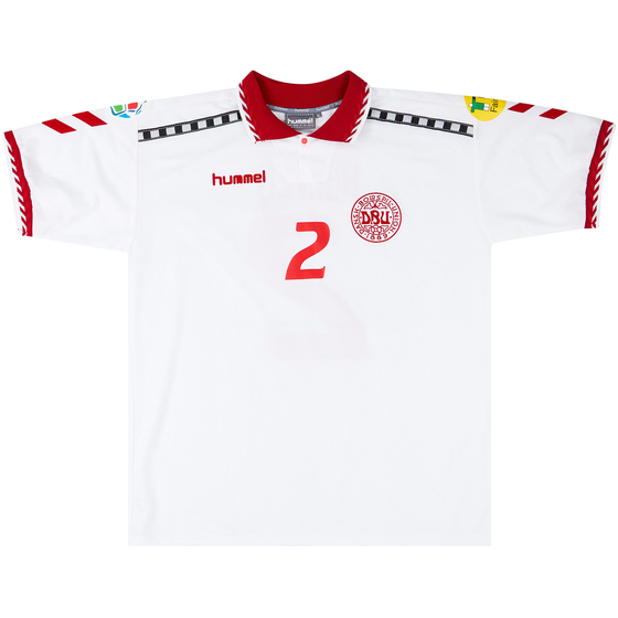 1996 Denmark Match Issue European Championship Away Shirt Helveg #2