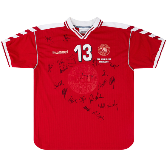 1998 Denmark Match Issue Signed World Cup Home Shirt Laursen #13