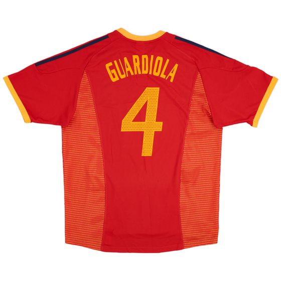 2002-04 Spain Home Shirt Guardiola #4 - 9/10 - (L)
