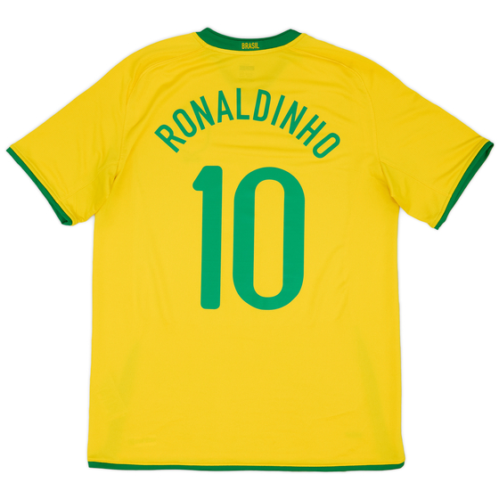 2008-10 Brazil Home Shirt Ronaldinho #10 - 9/10 - (L)