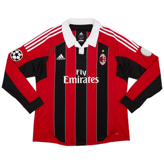 2012-13 AC Milan CL Home L/S Shirt - 8/10 - (XL)