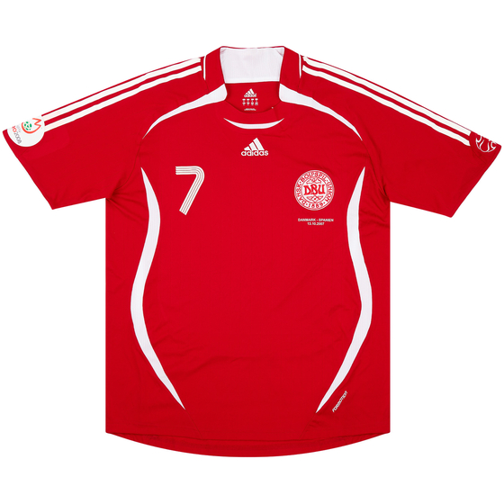 2007 Denmark Match Issue Home Shirt #7 (Jensen) v Spain