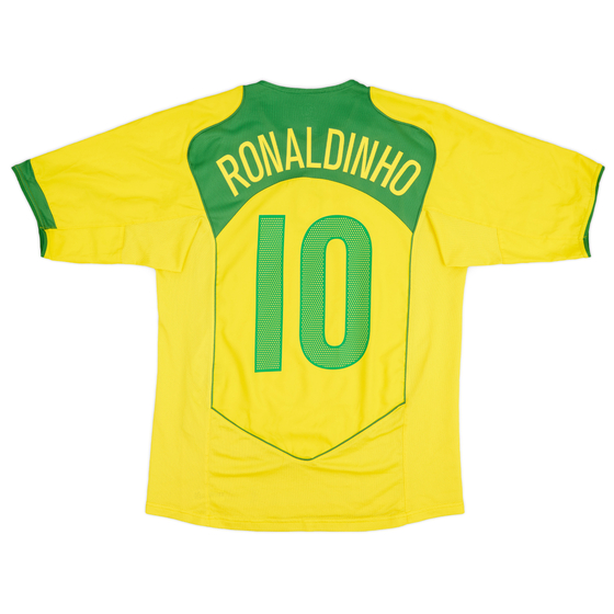 2004-06 Brazil Home Shirt Ronaldinho #10 - 8/10 - (M)