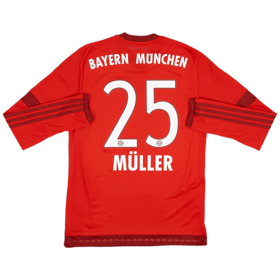 2015-16 Bayern Munich Home L/S Shirt Muller #25 - 9/10 - (S)