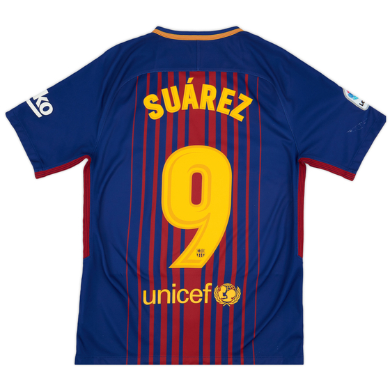 2017-18 Barcelona Home Shirt Suarez #9 - 7/10 - (S)