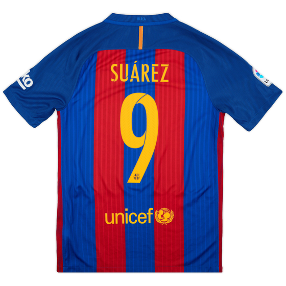 2016-17 Barcelona Home Shirt Suárez #9 - 10/10 - (S)