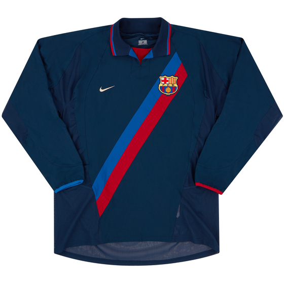 2002-03 Barcelona Match Issue Away L/S Shirt #3 (de Boer)