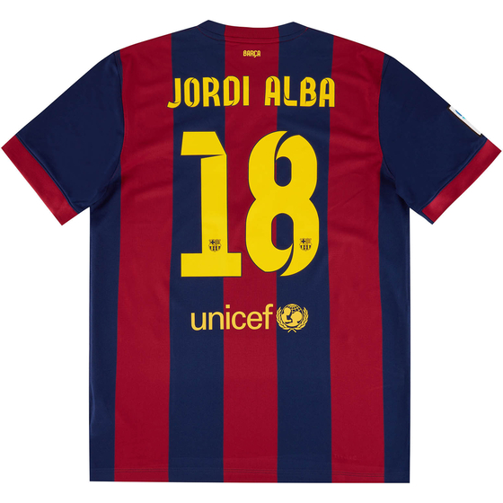 2014-15 Barcelona Home Shirt Jordi Alba #18 XL