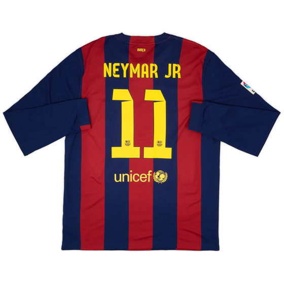 2014-15 Barcelona Home L/S Shirt Neymar JR #11 - 8/10 - (XL)