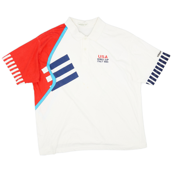 1990 USA adidas World Cup Polo Shirt - 7/10 - (XL)