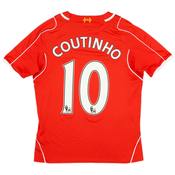 2014-15 Liverpool Home Shirt Coutinho #10 - 8/10 - (L.Boys)