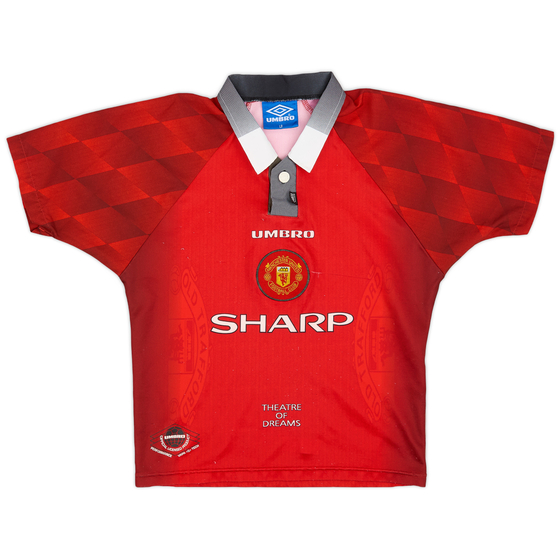 1996-98 Manchester United Home Shirt - 6/10 - (L.Boys)