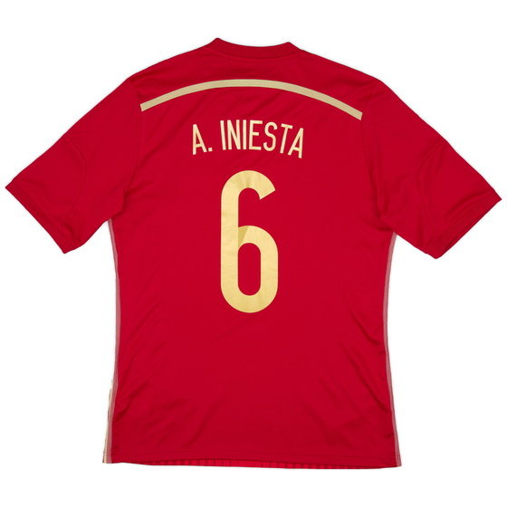 2013-15 Spain Home Shirt A. Iniesta #6 - 9/10 - (M)