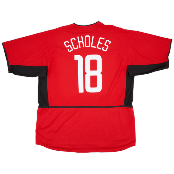 2002-04 Manchester United Home Shirt Scholes #18 - 9/10 - (XXL)