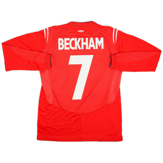 2004-06 England Away L/S Shirt Beckham #7 - 8/10 - (S)