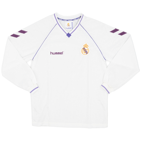 1990-91 Real Madrid Home L/S Shirt - 10/10 - (S)