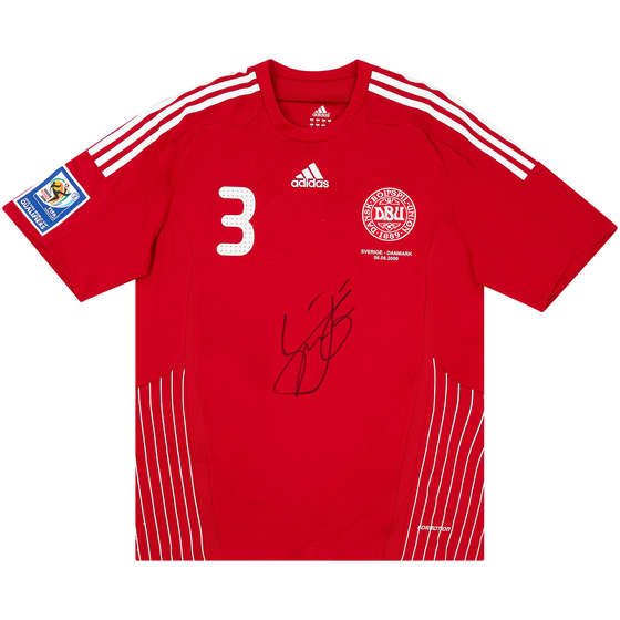 2009 Denmark Match Worn Signed Home Shirt #3 (Kjaer) v Sweden