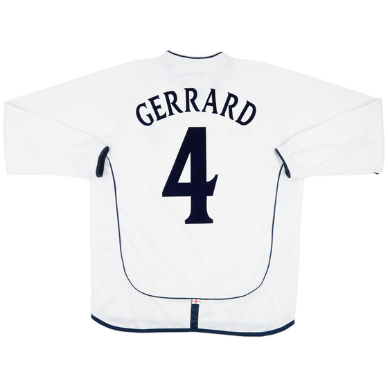 2001-03 England Home L/S Shirt Gerrard #4 - 8/10 - (L)