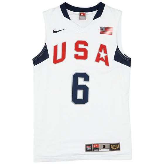 2008 USA James #6 Authentic Nike Home Jersey (Good) S