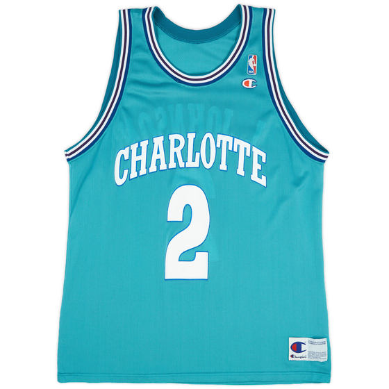 1992-95 Charlotte Hornets L. Johnson #2 Champion Away Jersey (Excellent) XL