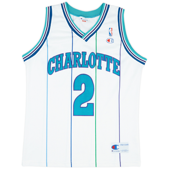1991-96 Charlotte Hornets L. Johnson #2 Champion Home Jersey (Excellent) L
