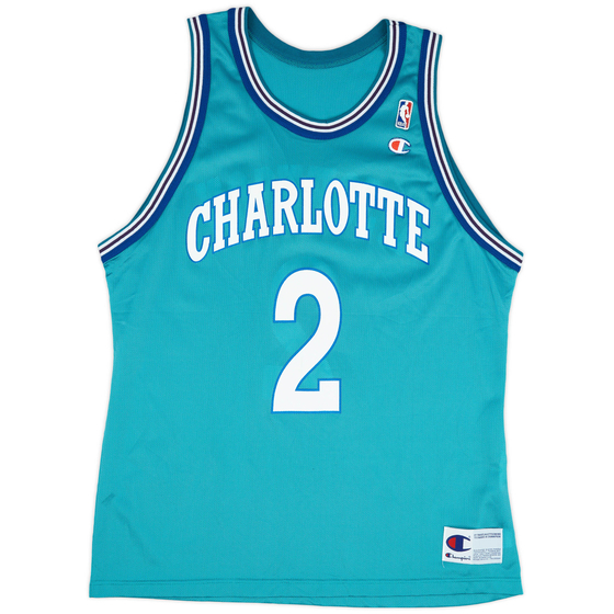 1995-96 Charlotte Hornets L. Johnson #2 Champion Away Jersey (Excellent) XL