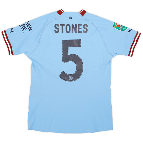 2022-23 Manchester City Match Issue Carabao Cup Home Shirt Stones #5